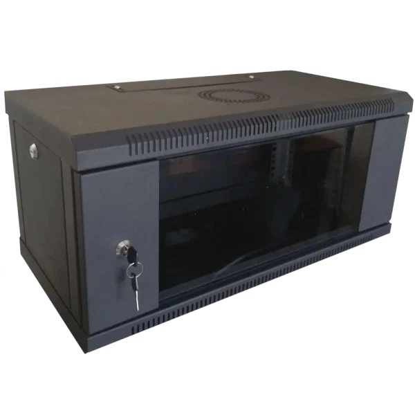 Шафа коммутаційна настінна розбірна чорна Hypernet WMNC-4U-FLAT-AC-BLACK 4U 600x450