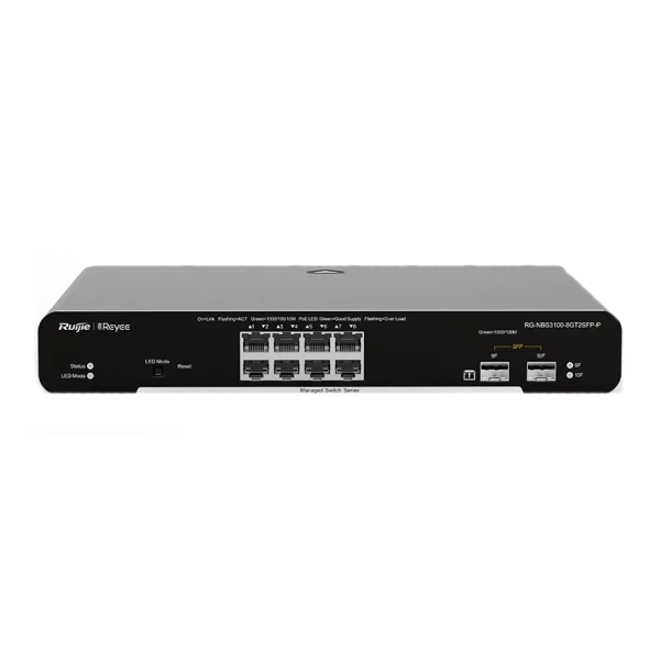 8-портовий гігабітний L2 керований комутатор POE Ruijie RG-NBS3100-8GT2SFP-P