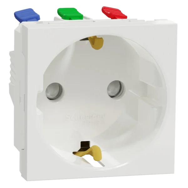 Розетка з з/к зі шторками 16А самозажимні клеми біла Schneider Electric New Unica NU305718