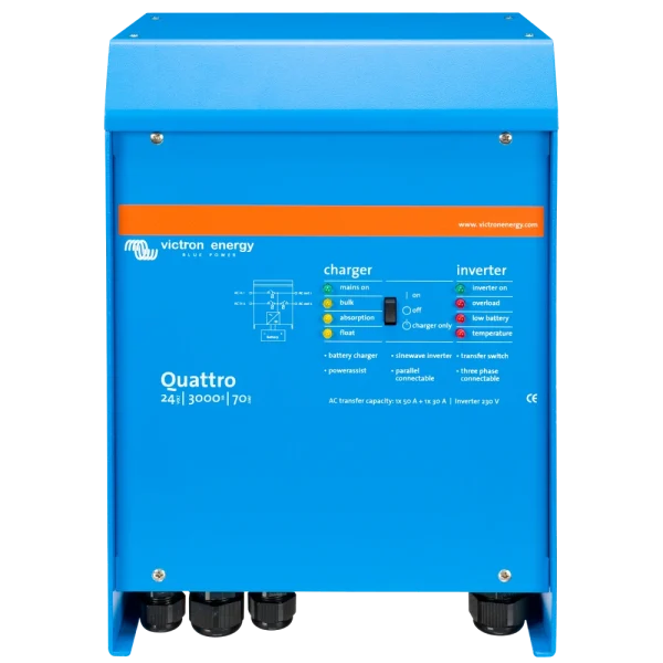 Інвертор VictronEnergy Quattro 24/3000/70-50/50 однофазный чистая синусоида
