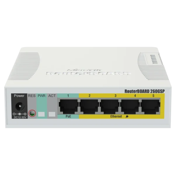 Комутатор 5 портів керований MikroTik RB260GSP (CSS106-1G-4P-1S) PoE