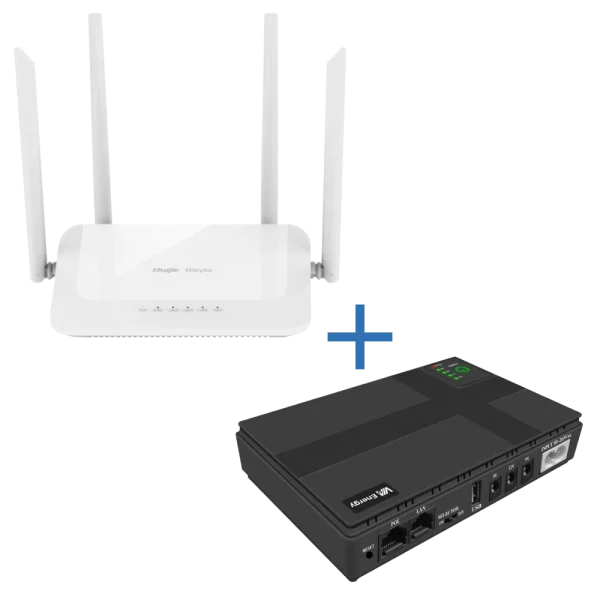Комплект маршрутизатор та джерело безперебійного живлення VIA Energy Mini UPS + RG-EW1200