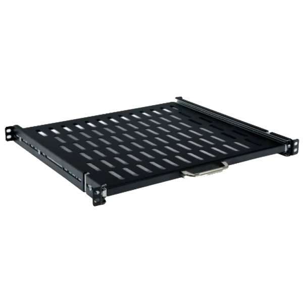 Полка висувна чорна (400 .. 600мм кріплення) 19" 400мм глибина