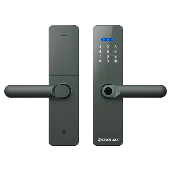 Розумний дверний біометричний замок SEVEN LOCK SL-7740BF grey (врізна частина 5050)