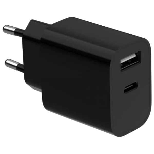 Мережевий зарядний пристрій Gembird TA-UC-2AC12-01-BK (USB Type A + USB Type C)