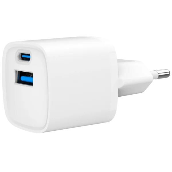 Мережевий зарядний пристрій Gembird TA-UC-PDQC20-W-01 (USB Type A + USB Type C)