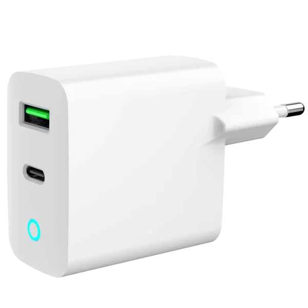 Мережевий зарядний пристрій Gembird TA-UC-PDQC20L-W-01 1 USB-A + 1 Type-C (PD20Вт + QC3.0 18Вт)