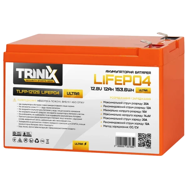Літієва акумуляторна батарея TRINIX TLFP-1212S Ultra 12А•ч 12В