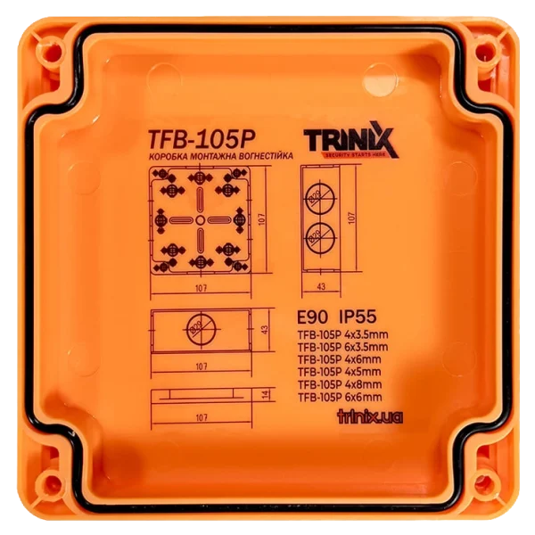 Вогнестійка розподільна коробка Trinix TFB-105P 4x3.5