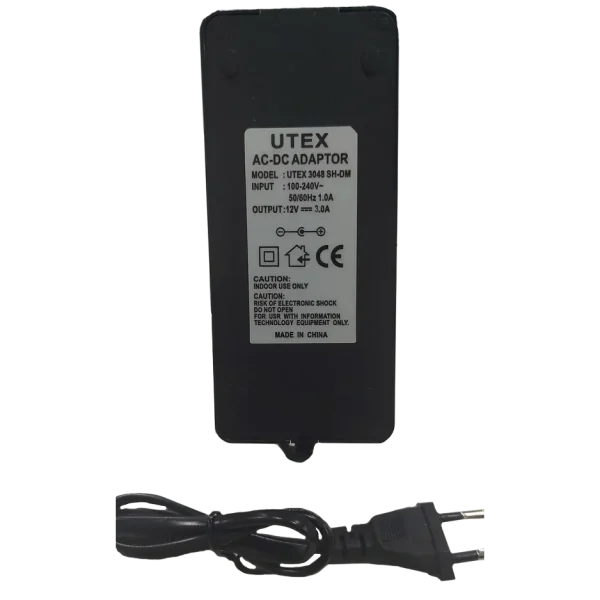 Блок живлення у пластиковому корпусі (шнур вилка) UTEX 3048SH-DM 12V 3А