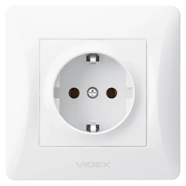 Розетка біла 1 пост з заземленням VIDEX BINERA (VF-BNSK1G-W) (20/120)