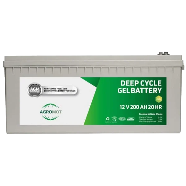 Свинцево-кислотна акумуляторна батарея AGROMOT 200A•ч 12В гелевая