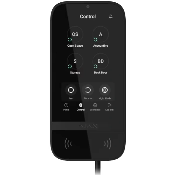 Клавіатура Ajax KeyPad TouchScreen Fibra black проводная сенсорная
