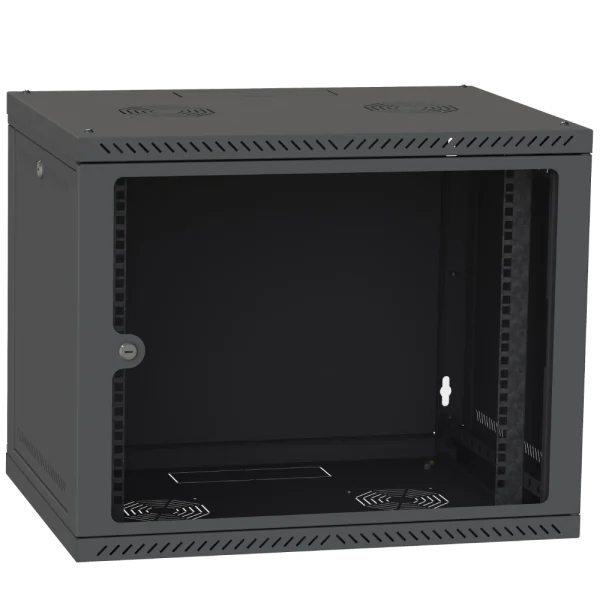 Шафа телекомунікаційна двері скло (чорна) IPCOM 12U 600x450