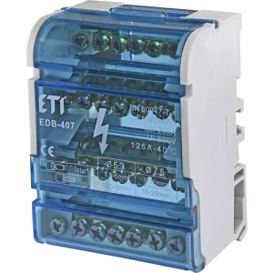 Блок розподільчий (4p, 3L+PE/N) 125A 7 виходів ЕТІ EDB-407