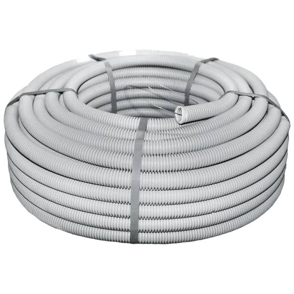 Труба гофрована 750Н 16/12мм бухта 100м гибкая с протяжкой негорючая UF-стойка