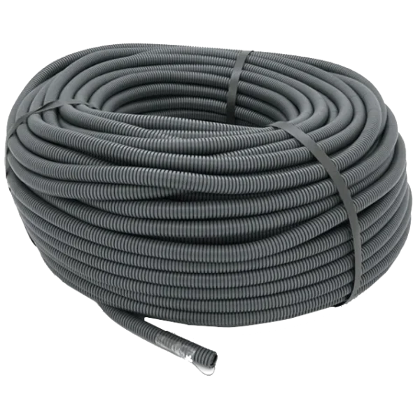 Труба гофрована 350Н 16/12мм бухта 100м гибкая с протяжкой негорючая