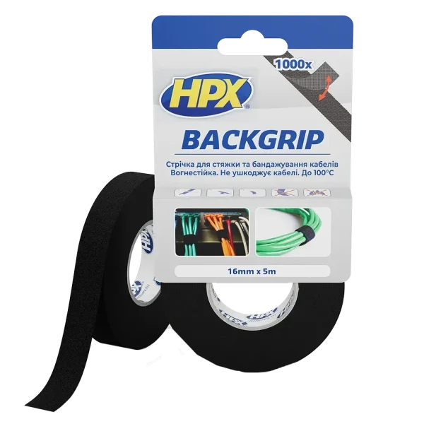 Стрічка-липучка для бандажу кабелів HPX BACKGRIP BG1605 16х1,25мм 5м