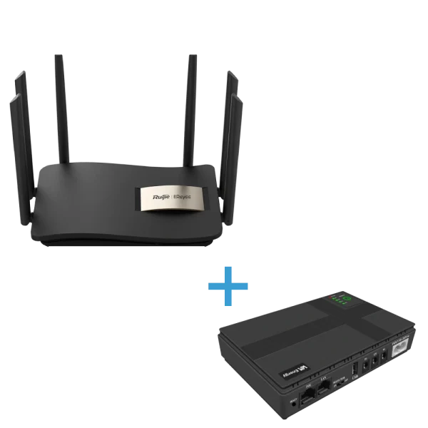 Комплект маршрутизатор та джерело безперебійного живлення VIA Energy Mini UPS + RG-EW1200G Pro