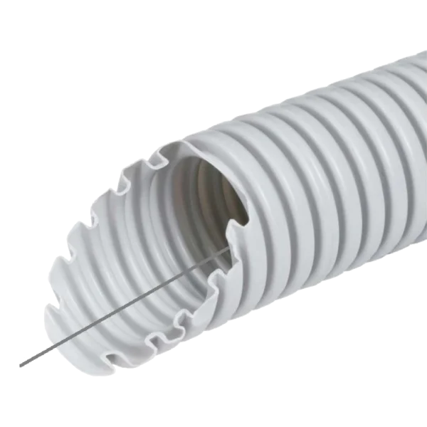 Труба гофрована електромонтажна з протяжкою темно-сіра Kopos 320 N/5см ПВХ 16мм 50 м