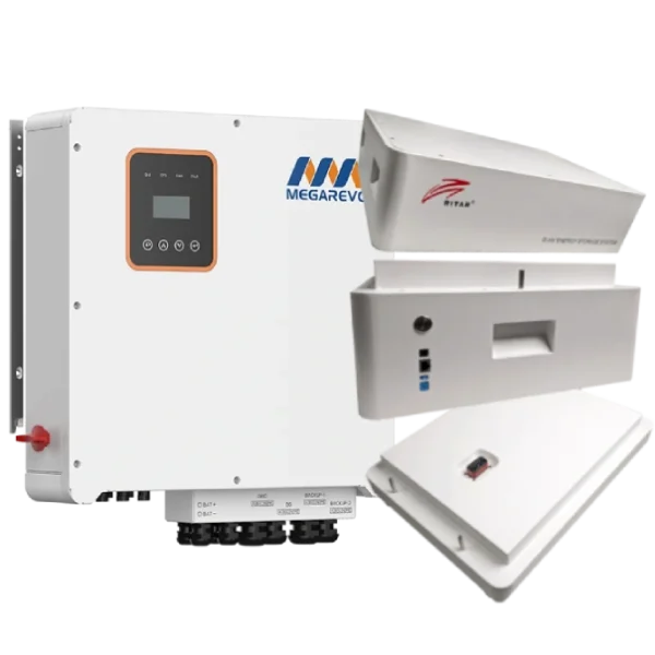 Система безперебійного живлення трифазна Ritar LFP51.2V100Ah-HV-5 шт+СК к АКБ+инв. Megarevo R12KH3-P + подставка к АКБ