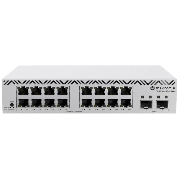 Комутатор 16 портів керований MikroTik CSS318-16G-2S+IN