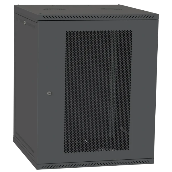 Шафа телекомунікаційна двері перф(чорна) IPCOM 15U 600x600