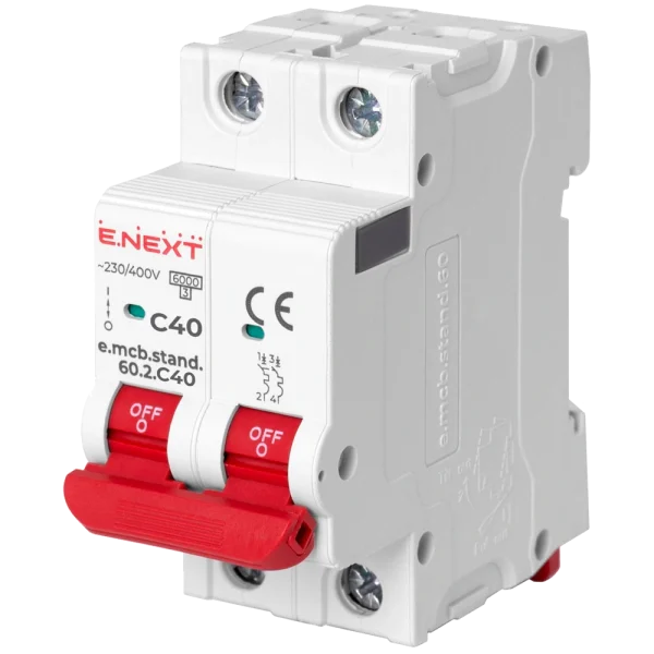 Модульний автоматичний вимикач Enext e.mcb.stand.60.2.C40, 2р, 40А, C, 6кА