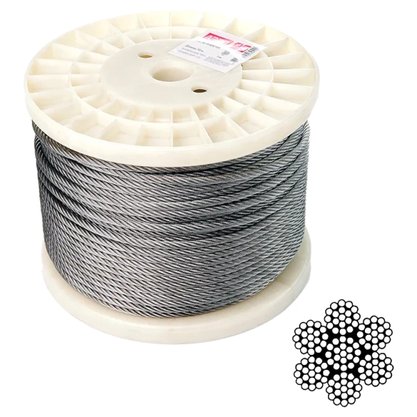 Трос нержавіючий APRO 5 мм DIN 3055 (6х19+1х19) А2 100 м