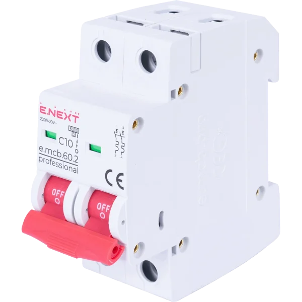 Модульний автоматичний вимикач Enext e.mcb.pro.60.2.C 10 new, 2р, 10А, C, 6кА new