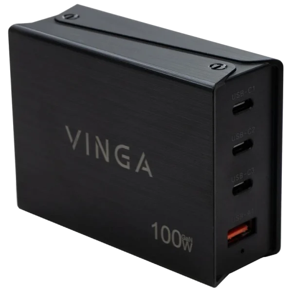 Зарядний пристрій Vinga GaN 100W PD+QC