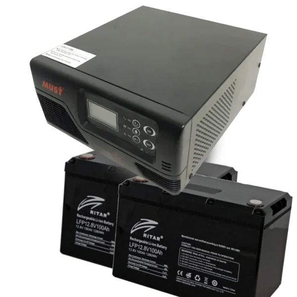 Комплект ДБЖ + АКБ MUST EP20-R1000W + 2x LFP12.8V100AH G24