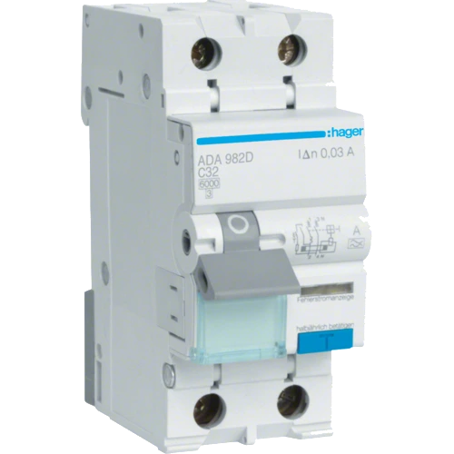 Дифавтомат 1P+N, 6kA, C-32A, 30mA, A Hager ADA982D