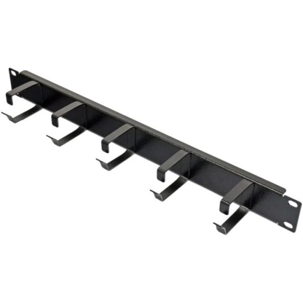 Кабельний організатор 1U з 5 металевими кільцями, чорний