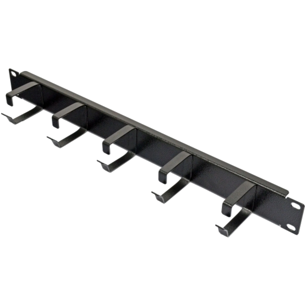 Кабельний організатор 1U з 5 металевими кільцями, чорний Кабельний організатор 1U з 5 металевими кільцями, чорний - Зображення 1