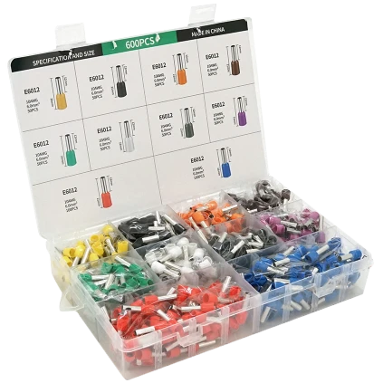 Набір клем/наконечників 600шт VE6012 (R-100, B-100, Y-50, Bl-50, O-50, Br-50, G-50, W-50, Gr-50, V-5)