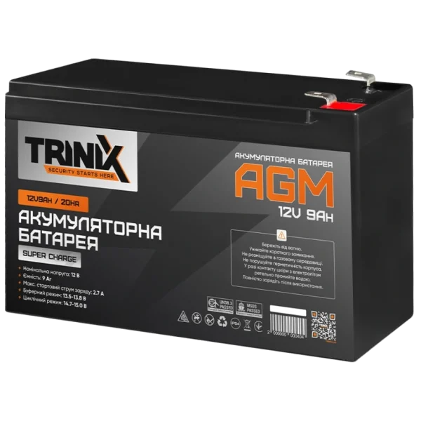 Свинцево-кислотна акумуляторна батарея TRINIX SUPER CHARGE 9А•г 12В