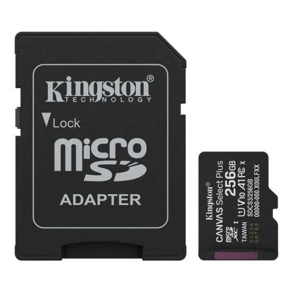 Карта пам'яті Kingston microSD 256GB C10 UHS-I A1 V10 R150MB/s + SD