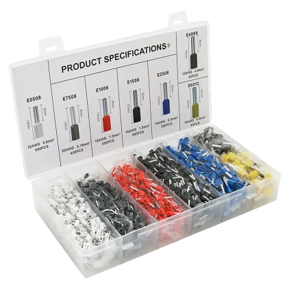 Набір клем/наконечників 1900шт (E0508-500 E2508-250,E1008-350,E1508-300,E4009-60,E7508-400,E6012-40)
