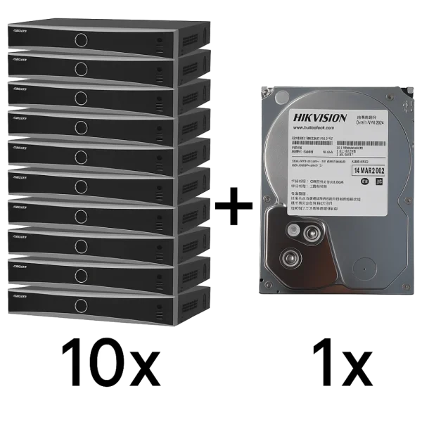 Комплект Hikvision DS-7632NXI-K2(D) 10 шт + DS80HKVS-VX1