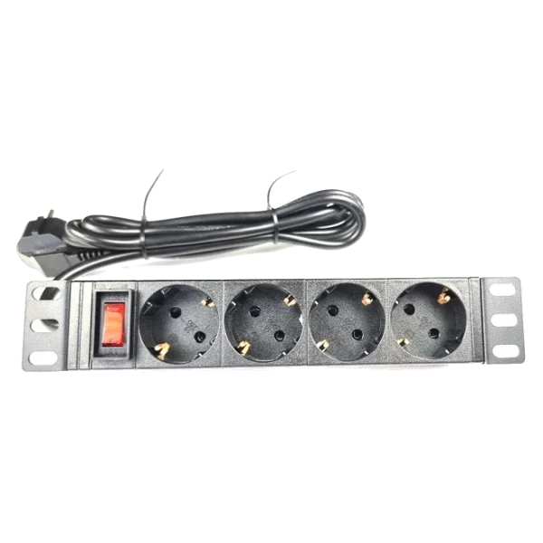 Подовжувач 1U 10" 220В 4 розетки з вимикачем 1.8м