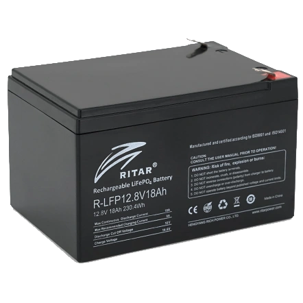 Літієва акумуляторна батарея Ritar LiFePO4 12.8В 18А•г