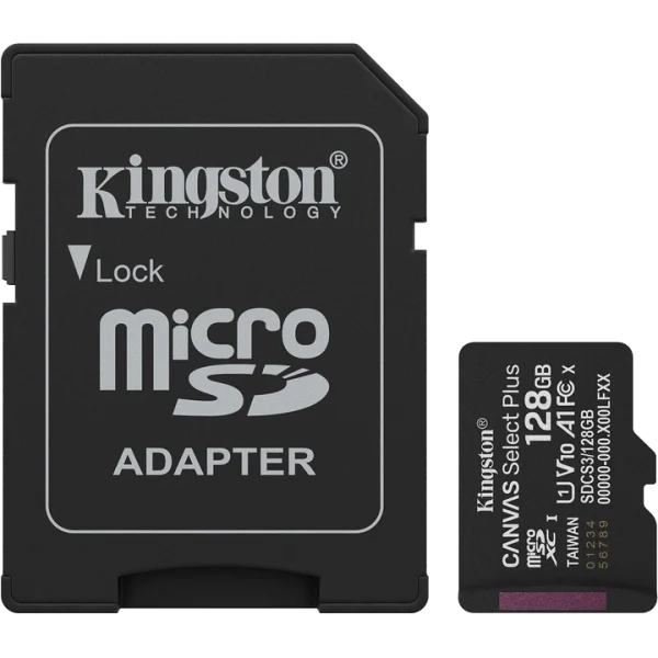 Карта пам'яті Kingston microSD 128GB C10 UHS-I A1 V10 R150MB/s + SD